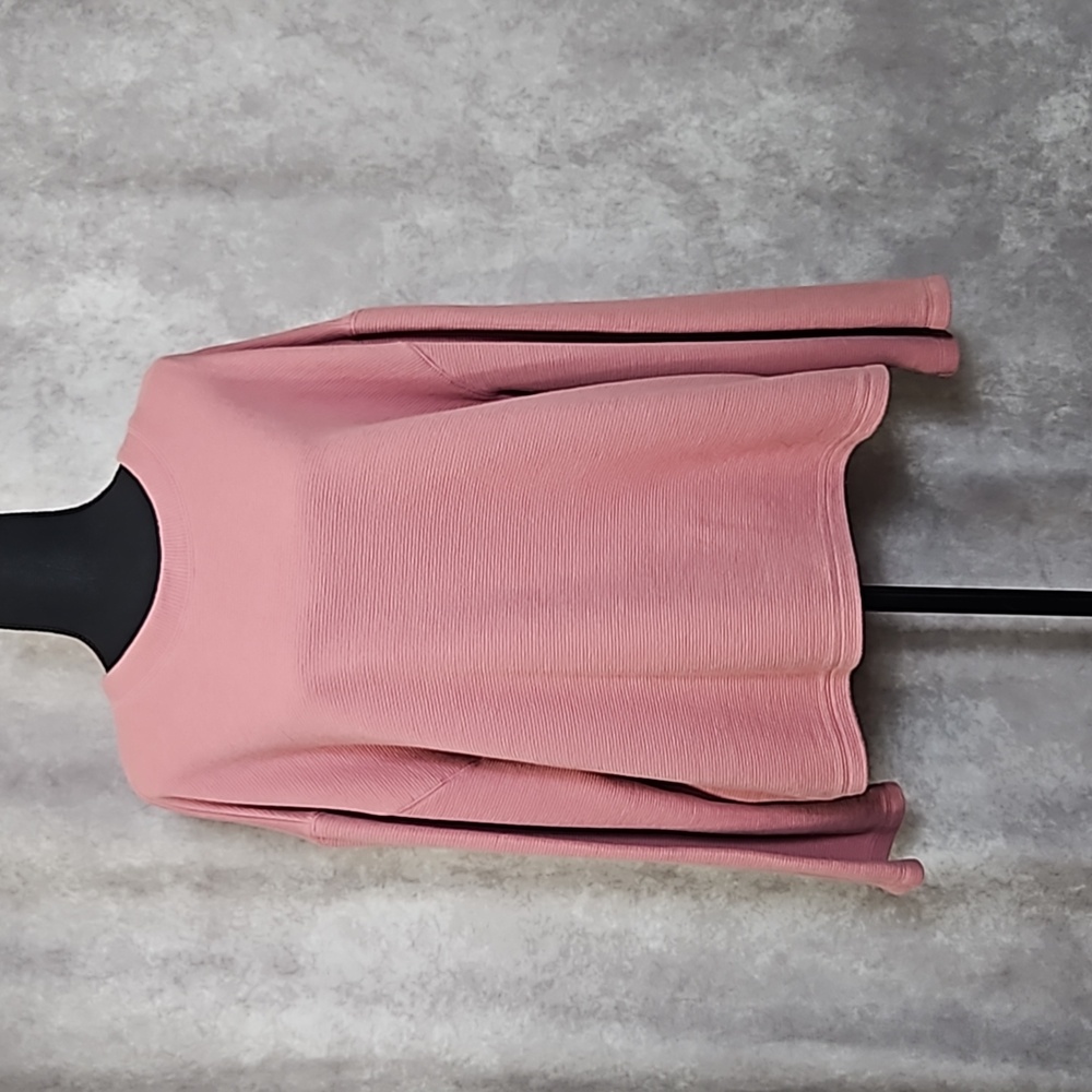 A New Day Women's Pink Ribbed Cropped Sweatshirt Size XXL